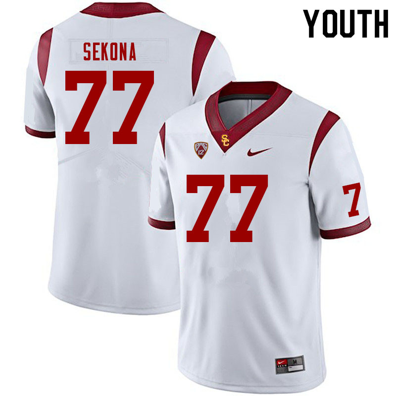 Youth #77 Jamar Sekona USC Trojans College Football Jerseys Sale-White